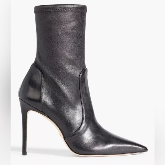 Stuart Weitzman Ankle Stretch Black Leather Pointed Toe 85mm Booties Shoes 10.5 - Picture 13 of 13